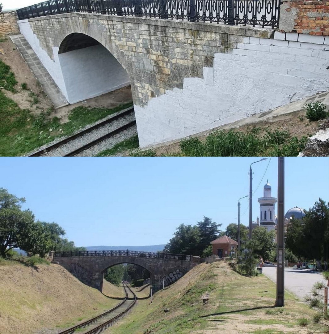 Железнодорожники начали незаконно красить исторический мост возле Дачи Стамболи